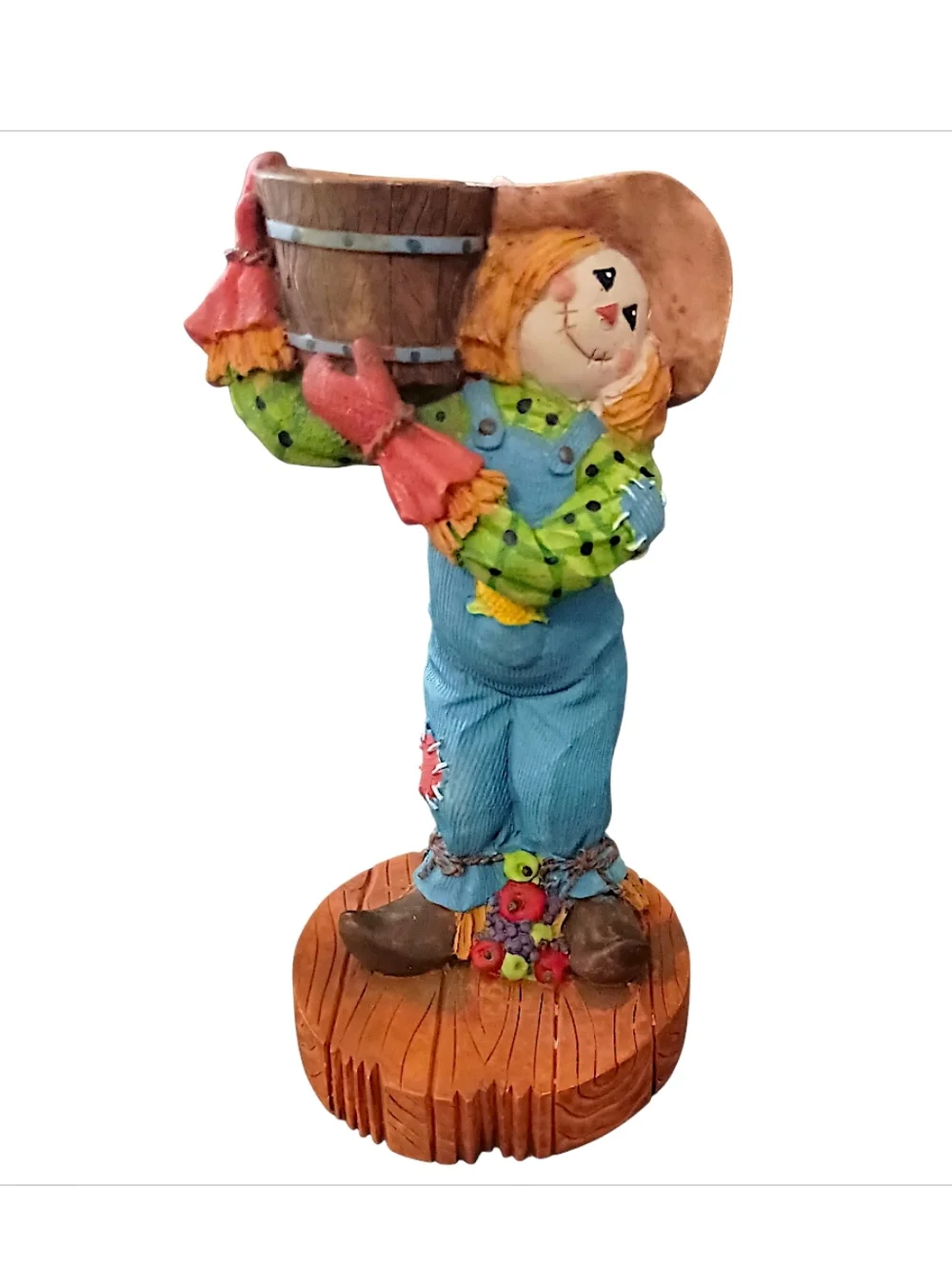 2 Vtg Scarecrow Candle Holders Resin Fall Thanksgiving Decor‎ Halloween Autumn